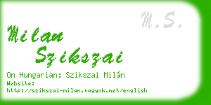 milan szikszai business card