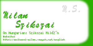 milan szikszai business card